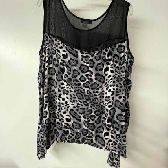 DoubleTake Womens Sleeveless Camisole Top, Sheer shoulders, Animal Print Size 1X - Picture 7 of 8